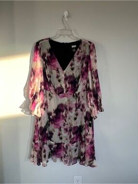 DKNY Women’s Watercolor Floral Printed Dress Size 16W